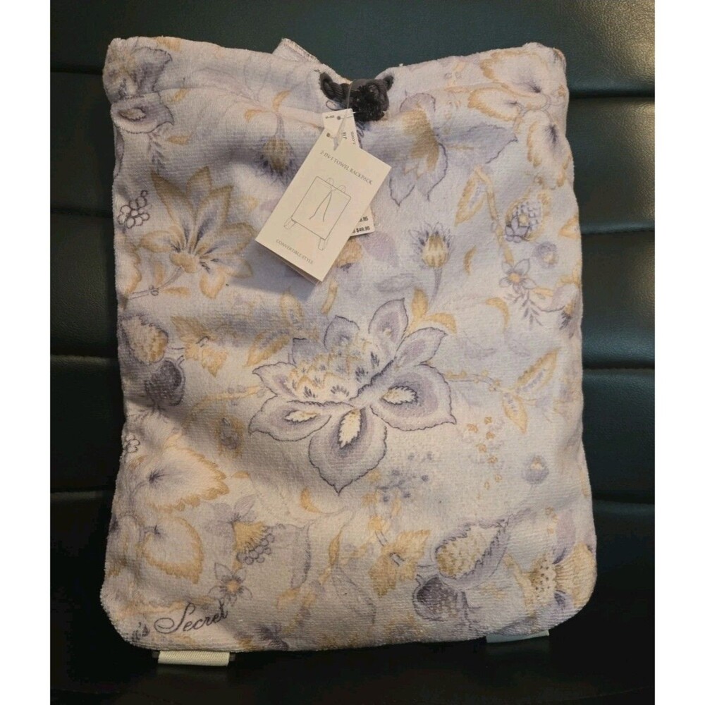 Victoria's Secret Packable Floral Stripe Beach Towel 2 in 1 Backpack NWT B6